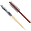 Rvluw 2 spazzole rotonde piccole, con manico in legno, per asciugacapelli | bocchetta d'aria ventilata, setole in nylon, manico in legno, volume per capelli sottili, ricci, capelli corti