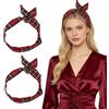 GYIOFAI 2 Pezzi Party Fashion Fascia per Capelli Tartan, Capelli Fascia Vintage, Rossa, Motivo tartan, Scozia, Highlands, Scacchi Scozzesi Accessorio per Donne Ragazze Carnevale, Festa a tema (Rosso)