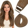 Silk-co Extension Adesive Capelli Veri Biadesivo #6 Castano, 10 Ciocche Biadesive 15g per Sfumature/Volume 30cm
