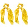 Pchnfei 2 elastici per capelli gialli con fiocco in raso, per coda di cavallo, per coda di cavallo, elastici per capelli, accessori per capelli