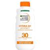 Garnier Ambre Solaire Latte Protettivo Hydra 24H Protect, Viso e Corpo, Ultra-Idratante per Tutto il Giorno, Con Protezione Alta SPF 30, Resistente all'Acqua, A Rapido Assorbimento, 200 ml
