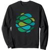 Modern Flow Art Studio Astratto Fluido Onde Blu Verde Retro Design Felpa