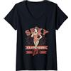 Clown Donne Trucco Circo Divertimento Donna Sexy Clowngirl Girlfriend Faccia da Clown Clowngirl Maglietta con Collo a V