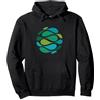 Modern Flow Art Studio Astratto Fluido Onde Blu Verde Retro Design Felpa con Cappuccio