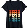 Funny Pizza Gifts Men Women Pizza Lover Donna Pizza Art Amante del Cibo Retro Pizza Maglietta con Collo a V