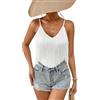 Ella Lust Canotta Donna Estiva con Frange - Maglia Smanicata Scollo A V Elegante Casual Top Abbigliamento Camicie Corsetto Rave Festival Outfit