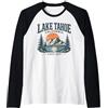 Lake Tahoe California USA Outdoor Vintag Lago Tahoe Maglia con Maniche Raglan