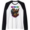 Funny Wild Grizzly Bear Mountain Defense Pew Pew Pew Grizzly Bear Miele Difesa Laser Arcade Umorismo Maglia con Maniche Raglan