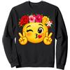 Emoticon Inspired Wear Tees and Gifts Funny Emoticon Peace Winking Flower Crown Lips Blowing Kiss Felpa