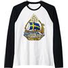 Swedish Nordic Longship Artwork Svedese Viking Heritage Valknut Svezia Longship Vintage Maglia con Maniche Raglan