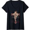 Clown Donne Trucco Circo Divertimento Donna Clown Girl Pinup Girlfriend Faccia da Clown Clowngirl Maglietta con Collo a V