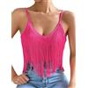 Ella Lust Canotta Donna Estiva con Frange - Maglia Smanicata Scollo A V Elegante Casual Top Abbigliamento Camicie Corsetto Rave Festival Outfit
