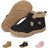 HICKMONBER Bambini Barefoot Stivali Invernali Bambini Stivali da Neve Antiscivolo Ragazzi Ragazze Mid Trekking Shoes,con Imbottitura,Suola Zero Drop,Comode,Leggere,GR.27-37