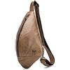 POPOTI Zaino Borsa Uomo, Borsa Tracolla Spalla Borse Sportiva Pelle Sling Chest Bag Daypack Crossbody per Viaggi Trekking 20cm (Marrone)