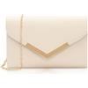 Larcenciel Pochette Nuda, Borsa Beige Donna a Busta con Catena Rimovibile, Elegante Borse a Mano Clutch Pelle PU, Borsa a Tracolla Minimalista per Matrimoni, Feste, Prom, 21x13x5CM