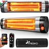 TRESKO® Riscaldatore Infrarossi 2500W con Wi-Fi & Telecomando e Display LED | Riscaldatore a infrarossi con telecomando | Stufa elettrica da terrazzo da parete per interni ed esterni, 3 livelli