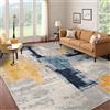 Yunhan Tappeto basso lavabile, antiscivolo, morbido, moderno, 140 x 200 cm | Tappeto moderno blu navy, senape e beige, morbido e pratico, ideale per soggiorno, camera da letto e sala da pranzo