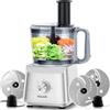 Howork Robot da Cucina multifunzione 1500W, Multifunzione di Grande Capacità, Per Tritare, Affettare, Sminuzzare, Tritare, Frullare, Sminuzzare,Farcire e Impastare, Acciaio Inox Argenteo