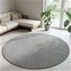 Carpetsale24 Tappeto a Pelo Corto Rotondo 200 cm Grigio, Effetto 3D Alto Basso, Tappeto Boho Scandinavo per Soggiorno e Sala da Pranzo, Balcone Terrazza Outdoor