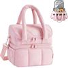Jinfanshurich Borsa termica per il pranzo da donna, a prova di perdite, per uomo e donna, a doppio piano, per lavoro, scuola, picnic, viaggi, colore rosa