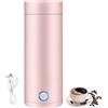 Foreverup Bollitore Elettrico Portatile, 400ml Bollitore Portatile, Mini Bollitore da Viaggio con Funzione di Spegnimento Automatico, per Tè, Caffè, Latte (Rosa)