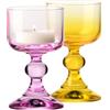 Krosno Portacandele Set di 2, 50 ml, Giallo e Rosa, Collezione Bubble | Celebration Moments, Cristallo senza piombo, Candeliere per tealight, Vetro colorato premium, Elegante decorazione d'interni