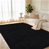 GthreeD Tappeto 140 x 200 cm per soggiorno, a pelo corto, nero, antiscivolo, moderno, in tinta unita, morbido, lavabile, per sala da pranzo, cameretta dei bambini e camera da letto