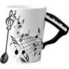 GOMETY Tazza in Ceramica 250 ml con Manico a Forma di Pianoforte | Tazza da Caffè e Tè con Note Musicali e Cucchiaio, Idea Regalo per Musicisti e Amanti della Musica