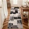 Alishomtll Tappeto nero marrone 80 x 150 cm, moderno tappeto geometrico | Tappeto da cucina a pelo corto, antiscivolo, morbido, lavabile, per corridoio, soggiorno, camera da letto, studio, ingresso