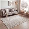 Paco Home Tappeto a pelo corto per soggiorno, motivi geometrici astratti moderni, effetto 3D, stile scandi classico, tinta unita Beige, Dimensione:80x150 cm