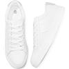 Adokoo Scarpe da Ginnastica da Donna in Pelle PU Scarpe Casual da Tennis Bianche Scarpe Basse da Donna Stringate Sneakers, Bianco, 37.5 EU