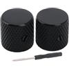 Musiclily Pro 6mm Top Flat Manopole Cilindriche in Acciaio Barrel Knobs con Vite di Fissaggio per Chitarra Elettrica tipo Tele/Precision Bass, Nero (Set di 2)