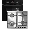 KKT KOLBE Set forno 60 cm BO8010FB e piano gas 59 cm inox G604ED | 4 fuochi wok | grill aria calda | guide telescopiche | timer automatico | vetro termico, blocco bimbi | SET8010FBG604ED