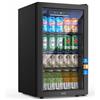 WIE Mini Frigo 68L per 90 Lattine o 24 Bottiglie di Vino, Frigorifero Piccolo con Porta in Vetro, Temperatura Regolabile 3-16°C, Porta Reversibile, Silenzioso ＜43dB per Casa, Ufficio, Bar, Bevande