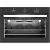 Generico Forno da Incasso Ventilato 90 cm Nero, Maxi Forno Multifunzione 100 Litri Classe A, con Doppia Ventola, Doppia Lampada e Timer Meccanico, 89,5x57x59,5 cm