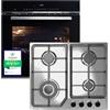 KKT KOLBE Set forno e piano a gas SET8017G604ED, 60 cm nero argento | AirFry, Pulizia catalitica, 4 fuochi, Zona wok, Funzione pizza, Grill, Aria calda, Timer automatico
