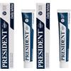 President DENTIFRICIO WHITE ad Azione Sbiancante, antiplacca, antitartaro e anti ingiallimento dei denti. Rinfrescante con Aroma di Menta Piemontese. RDA 85-75 ml (Confezione da 2)