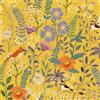 Douthfolle Carta da parati autoadesiva, gialla con fiori uccelli piante e rampicanti, adesivo spesso 44x500CM rimovibile per rinnovo pareti