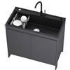 Generic 68/80Cm Lavandino Da Esterno Con Mobile - Set Lavello Da Cucina Incl | Rubinetto E Scarico Acqua Calda E Fredda, Lavello Esterno For Giardino, Garage E Lavanderia(Gray,L80cmxW45cmxH85cm)