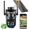 BEZOMIZ 4G LTE telecamere di sorveglianza solare con scheda Sim,AOV 24/7,a triplo obiettivo,4K Rilevazione umana,360° PTZ Telecamera esterna,Monitoraggio automatico,Audio bidirezionale,IP66,Visione Notturna