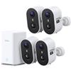 aosu Cámara de Vigilancia 2K Exterior e Interior Kit 4 Cámaras con Aosubase 2.0 Sin Suscripción 32GB Almacenamiento Local Cámara Inalámbrica Sensor PIR Alarma Luz Audio Bidireccional Visión Nocturna