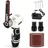 CaeliMuse Set di levigatrice a nastro a batteria da 12 V, con 2 batterie da 2,0 Ah | Motore senza spazzole, braccio sottile per angoli stretti, cambio del nastro senza attrezzi, con 2 batterie da 2,0 Ah e 10