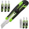 ToolSpace 6x Taglierino Professionale 18 mm Con 16x Lame SK5 Spezzabili Cutter Set Lama In Carbonio Impugnatura Antiscivolo Per Cartone Carta Da Parati Moquette Plastica Bricolage Officina Pro Sicuro