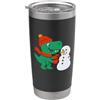 Dinosaur Snowman Tee Xmas Winter Holiday Dinosauro Costruzione Pupazzo di neve Natale Inverno Bicchiere termico in acciaio inox doppia parete
