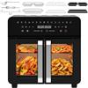 Iceagle Friggitrice ad aria calda da 23 l, Dual Zone, forno XXL Airfryer con separatore rimovibile, fino a 2400 W, 15 programmi, Sync e Dual Cook, 2 finestre di visualizzazione e 12 accessori