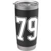 Sports Team Halloween Football Group Cos # 79 Bianco Outline Number 79 Sport Fan Jersey Style Bicchiere termico in acciaio inox doppia parete