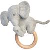 Nattou Anello dentizione in legno, con peluche, Tembo, 17 x 15 cm, grigio/legno