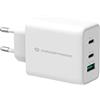 Conceptronic ALTHEA12W 3 porte 65W GaN USB PD, USB-C x 2, USB-A x 1, QC 3.0, bianco