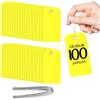 jiawaggag Confezione da 100 120 x 60 mm Giallo Etichetta Filo di Ferro Etichette Con Filo Prezzo Etichette Plastica Etichetta Scarico Rigido Solido Spessore Durevole Pratica (100)