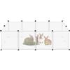 FIVMEN Recinto per Piccoli Animali Recinzione per Conigli 145x75x48 cm Rete in Plastica DIY 12 Pannelli Griglia per Box Recinto per Piccoli Animali per Conigli Criceti (Bianco)
